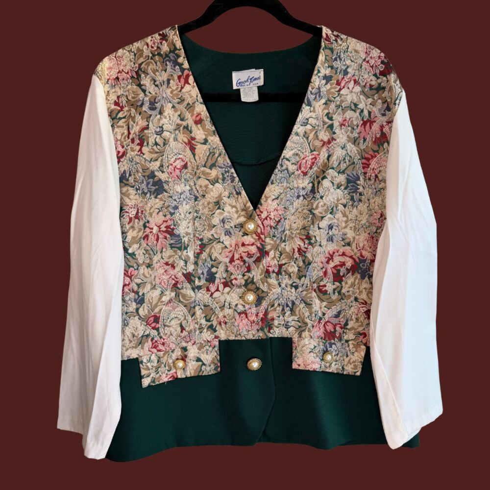 Vintage Good Times Tapestry Vest Blouse
